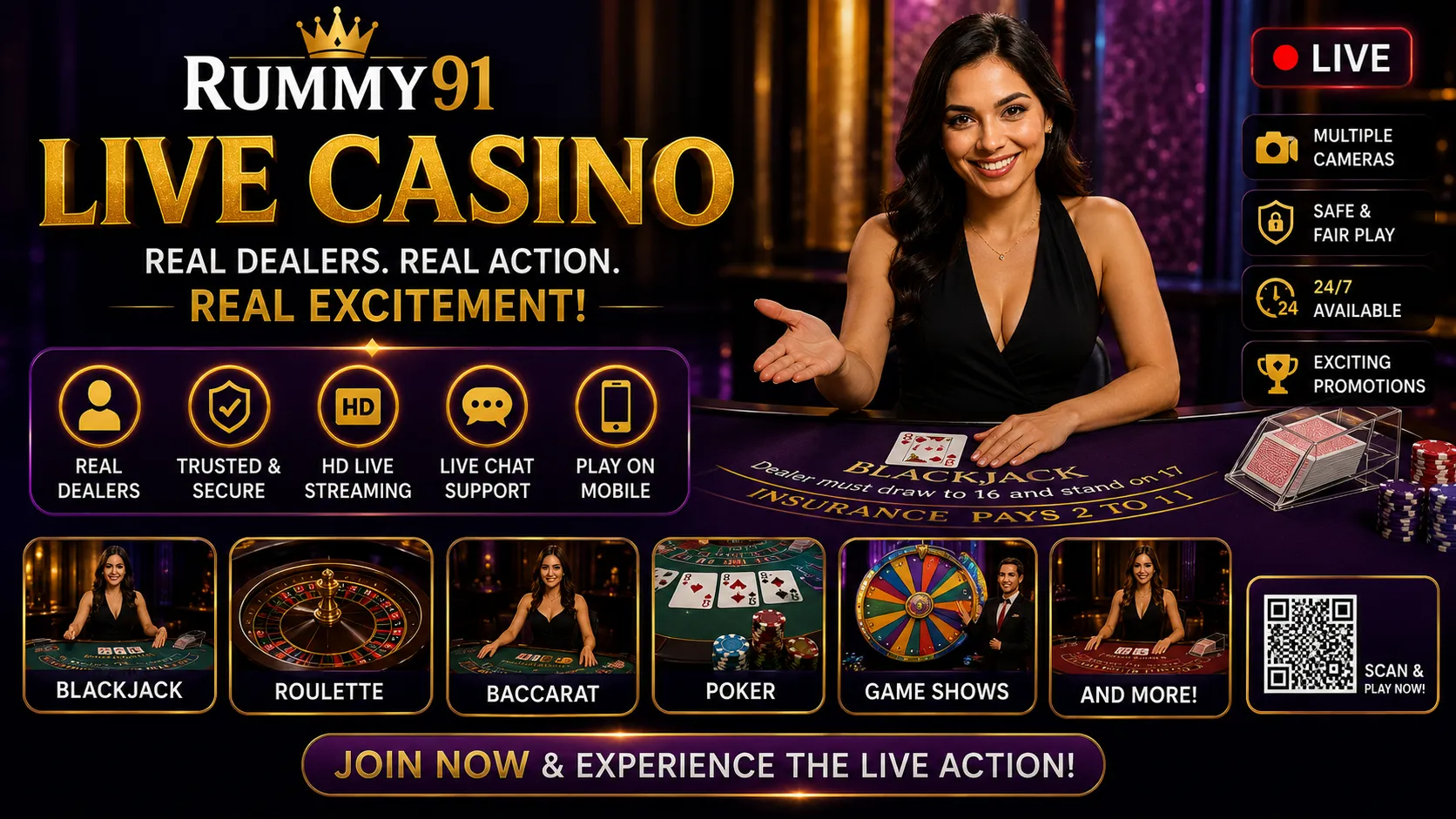 Live Casino on Rummy 91